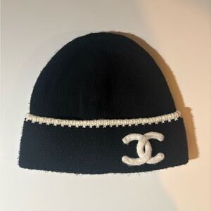 Chanel Black and White Beanie